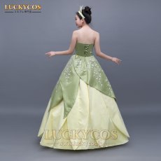 画像5: プリンセスと魔法のキス The Princess and the Frog ティアナ コスチューム イブニングドレス コスプレ衣装 (5)