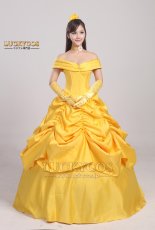 画像1: 美女と野獣 ベル プリンセス ドレス コスプレ衣装 (1)
