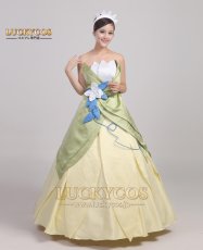 画像1: プリンセスと魔法のキス The Princess and the Frog ティアナ コスチューム イブニングドレス コスプレ衣装 (1)