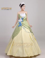 画像2: プリンセスと魔法のキス The Princess and the Frog ティアナ コスチューム イブニングドレス コスプレ衣装 (2)