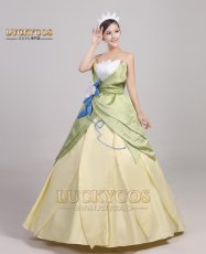 画像4: プリンセスと魔法のキス The Princess and the Frog ティアナ コスチューム イブニングドレス コスプレ衣装 (4)