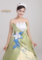 画像6: プリンセスと魔法のキス The Princess and the Frog ティアナ コスチューム イブニングドレス コスプレ衣装 (6)