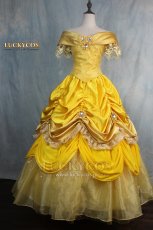 画像2: 美女と野獣 ベル プリンセス ドレス コスプレ衣装 (2)