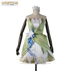 画像7: プリンセスと魔法のキス The Princess and the Frog ティアナ コスチューム イブニングドレス コスプレ衣装 (7)
