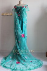 画像2: アナと雪の女王 エルサのサプライズ Frozen Fever エルサ Elsa ドレス コスプレ衣装 (2)