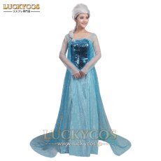 画像1: アナと雪の女王 エルサのサプライズ Frozen Fever エルサ Elsa ドレス コスプレ衣装 (1)