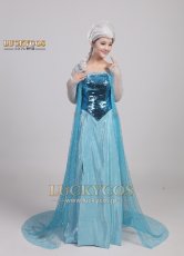 画像2: アナと雪の女王 エルサのサプライズ Frozen Fever エルサ Elsa ドレス コスプレ衣装 (2)