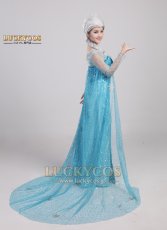 画像5: アナと雪の女王 エルサのサプライズ Frozen Fever エルサ Elsa ドレス コスプレ衣装 (5)