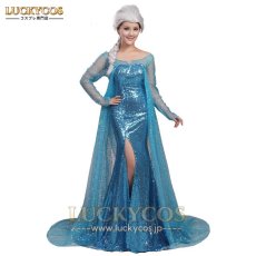 画像8: アナと雪の女王 エルサのサプライズ Frozen Fever エルサ Elsa ドレス コスプレ衣装 (8)