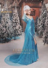 画像10: アナと雪の女王 エルサのサプライズ Frozen Fever エルサ Elsa ドレス コスプレ衣装 (10)