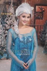 画像14: アナと雪の女王 エルサのサプライズ Frozen Fever エルサ Elsa ドレス コスプレ衣装 (14)