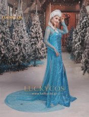 画像11: アナと雪の女王 エルサのサプライズ Frozen Fever エルサ Elsa ドレス コスプレ衣装 (11)