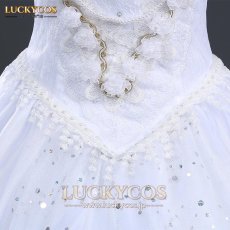 画像4: 映画 不思議の国のアリス プリンセス 白の女王 ドレス コスプレ衣装 (4)