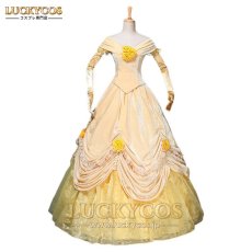 画像1: 美女と野獣 ベル プリンセス ドレス コスプレ衣装 (1)
