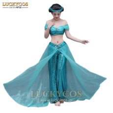 画像1: アラジンと魔法のランプ プリンセス アラジン Aladin ジャスミン ドレス コスプレ衣装 (1)