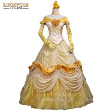 画像1: 美女と野獣 ベル プリンセス ドレス コスプレ衣装 (1)