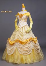 画像2: 美女と野獣 ベル プリンセス ドレス コスプレ衣装 (2)