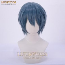 画像1: ブルー ショート コスプレウィッグ かつら 専用ネット付 (1)